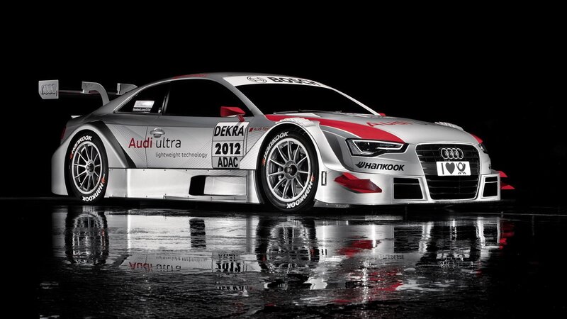 Audi Race Car — Silver, Dramatic, Night