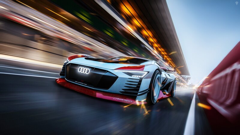 Audi Race Car — Silver, Dynamic