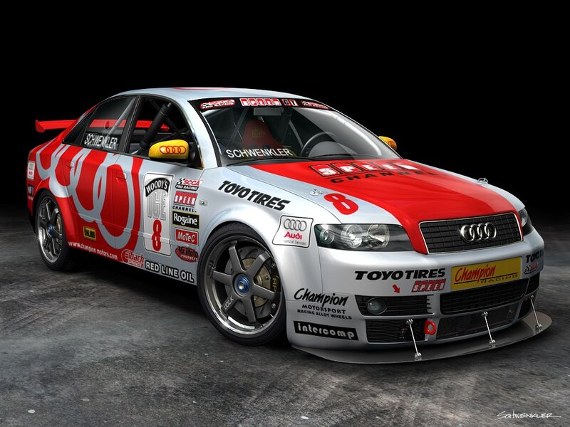 Audi race car with sponsor decals