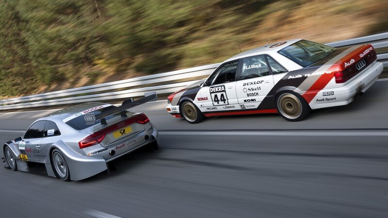 Audi race cars on track