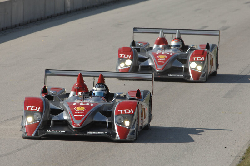 Audi racing cars on track