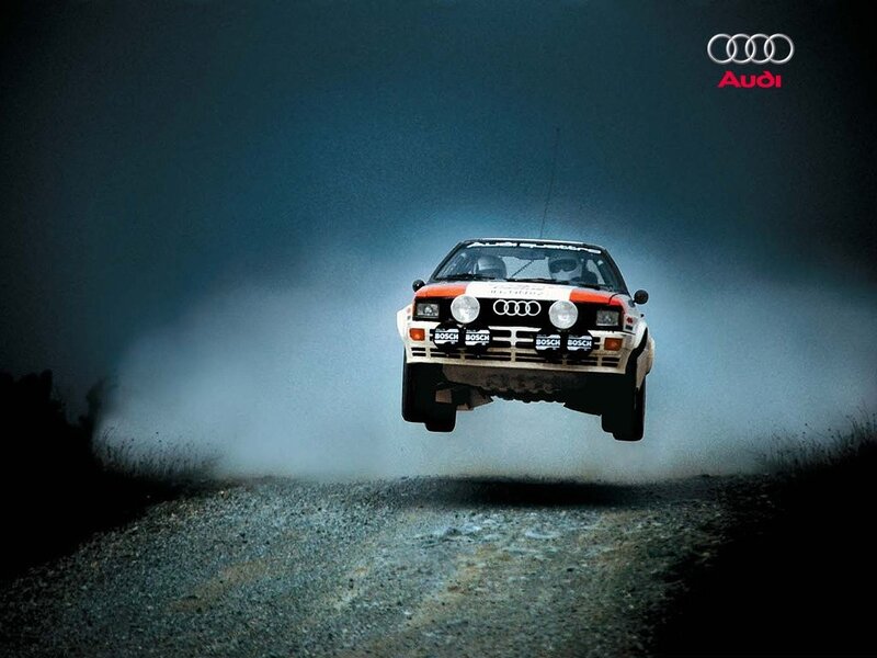 Audi Rally Car in Mid-air — White, Dramatic