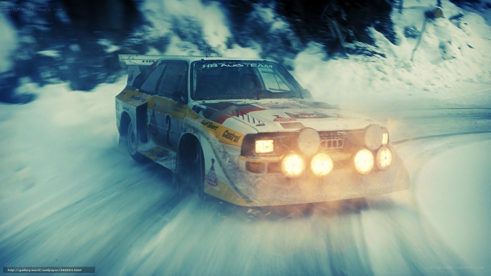 Audi rally car in snow