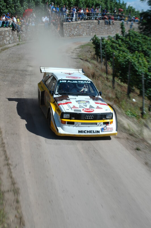 Audi rally car on a dirt road