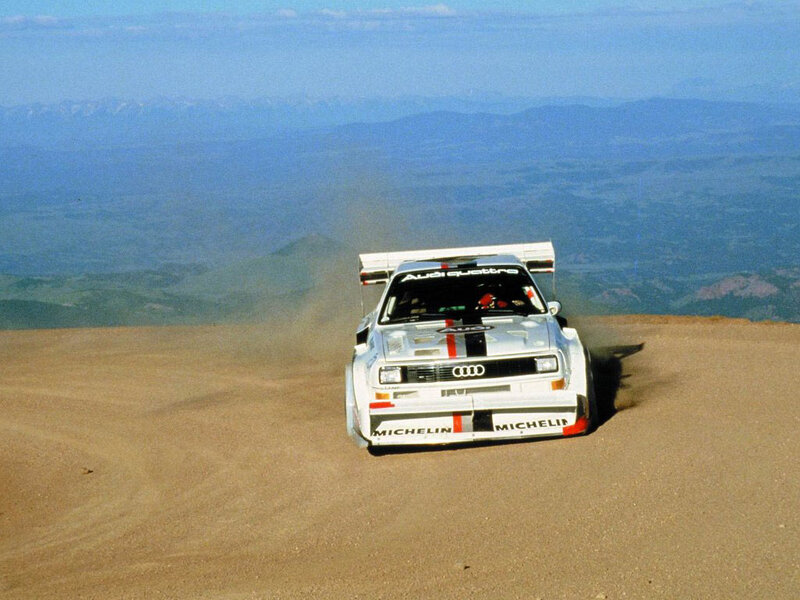 Audi rally car on dirt road