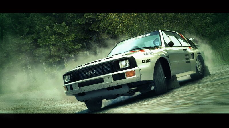 Audi rally car on dirt road