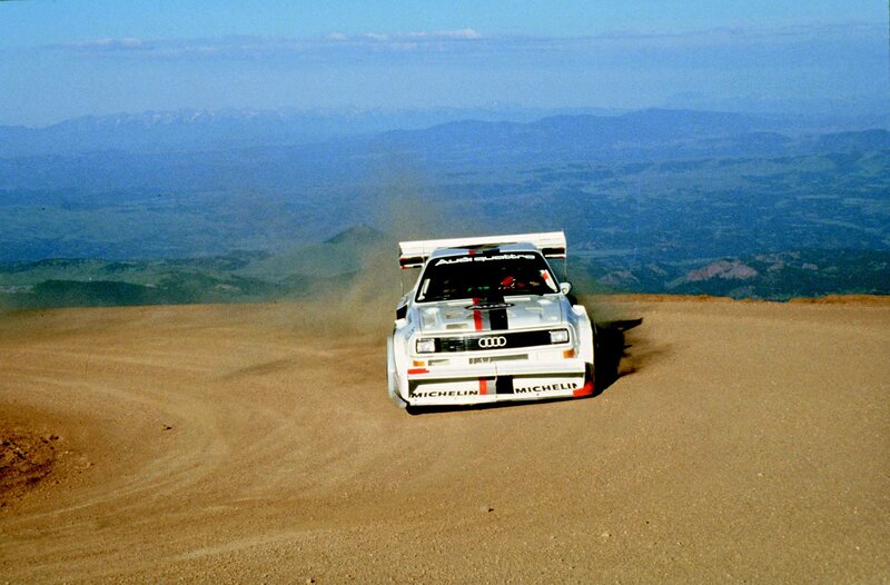 Audi rally car on dirt road