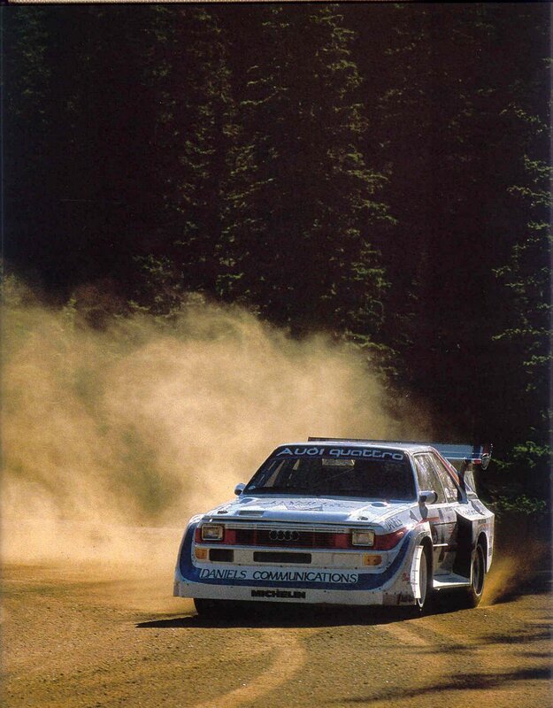 Audi rally car on dirt track