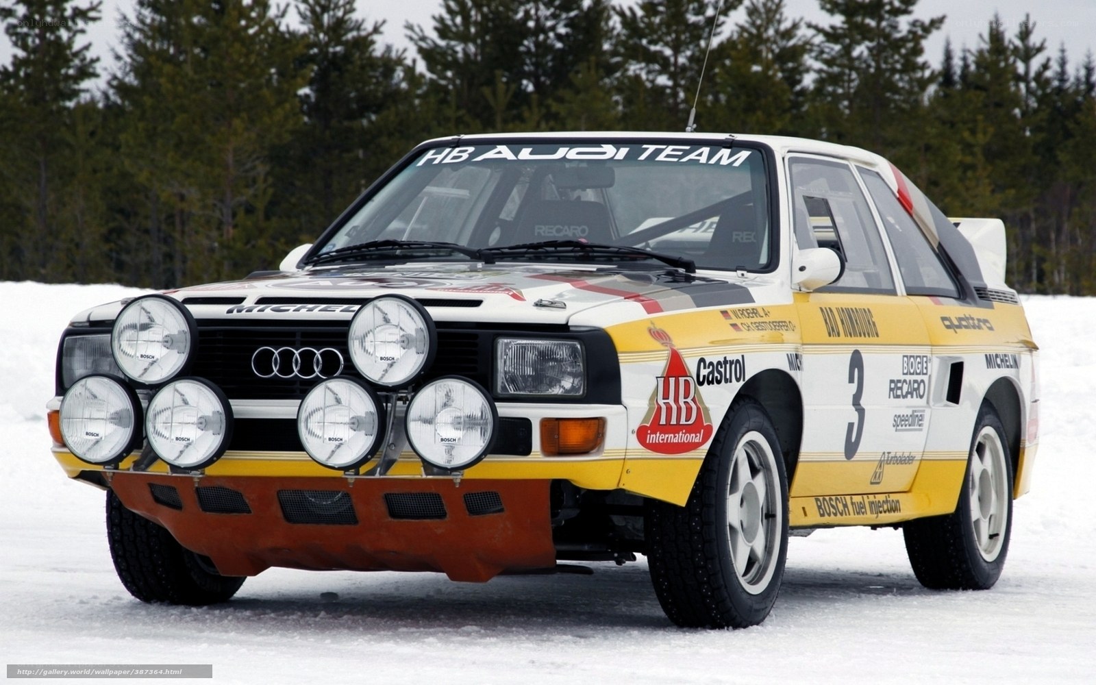 Audi rally car on snow