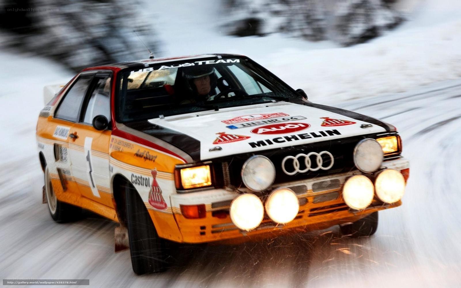 Audi rally car on snowy track