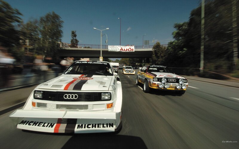 Audi rally cars in action