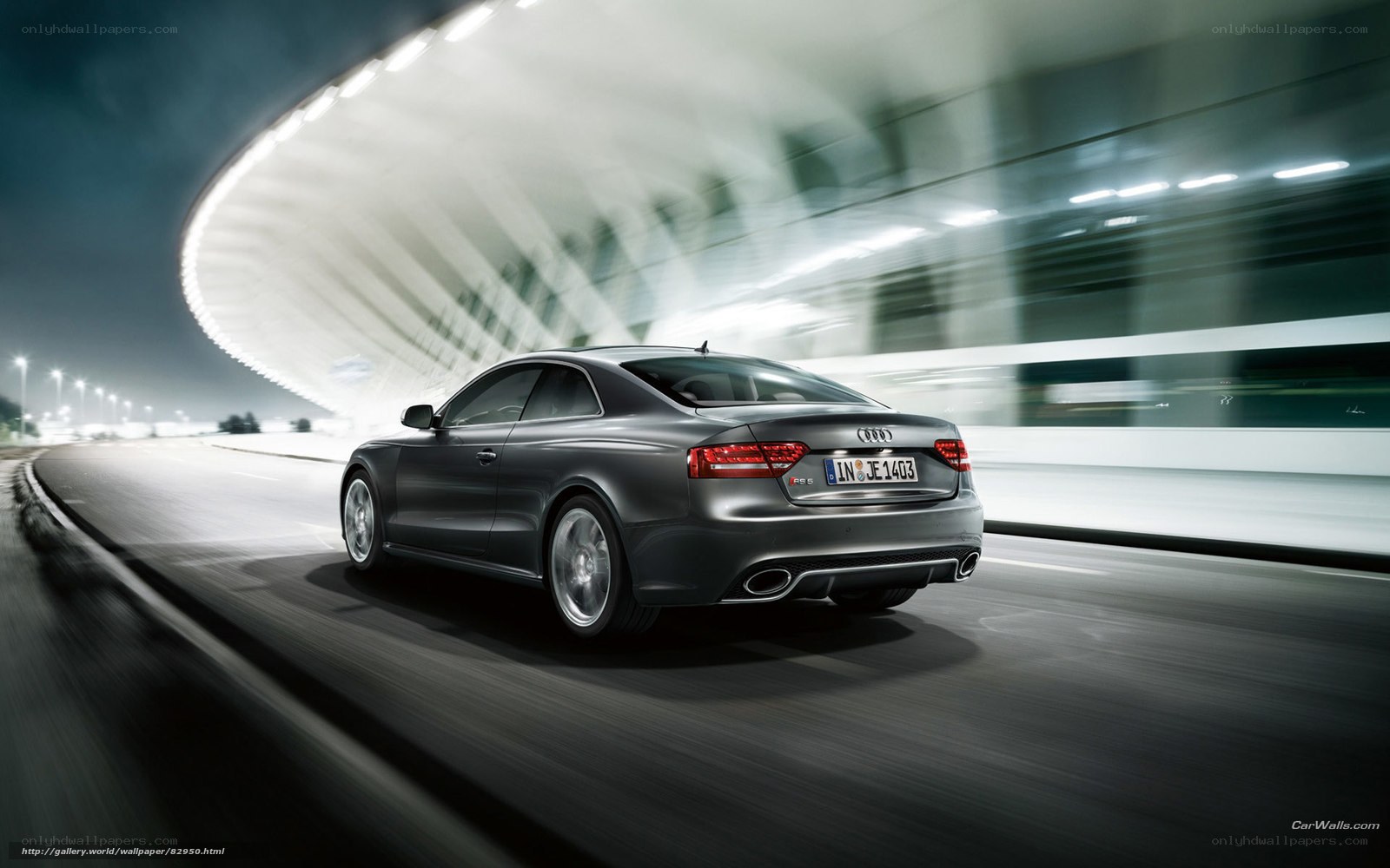 Audi RS5 in motion at night