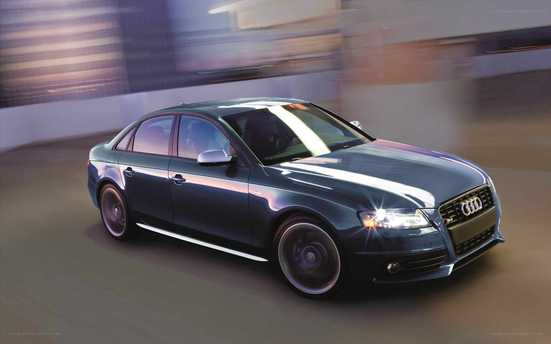 Audi S4 in motion at night
