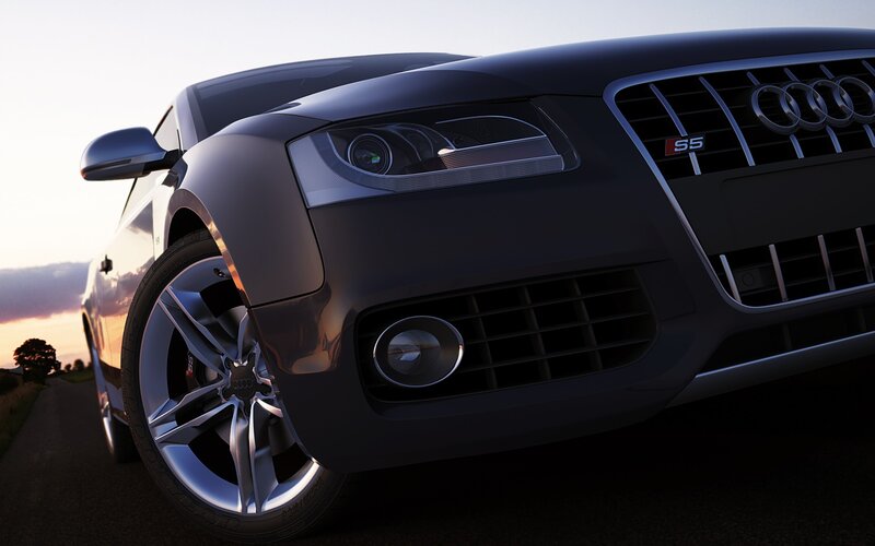 Audi S5 front view at sunset