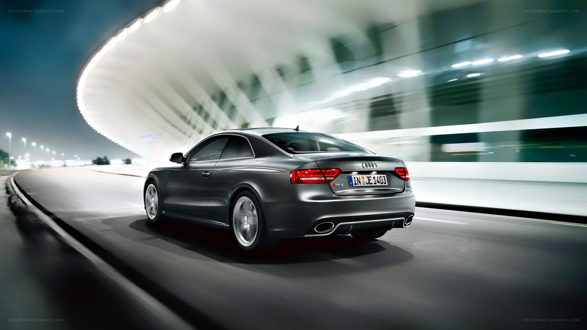 Audi S5 in motion at night