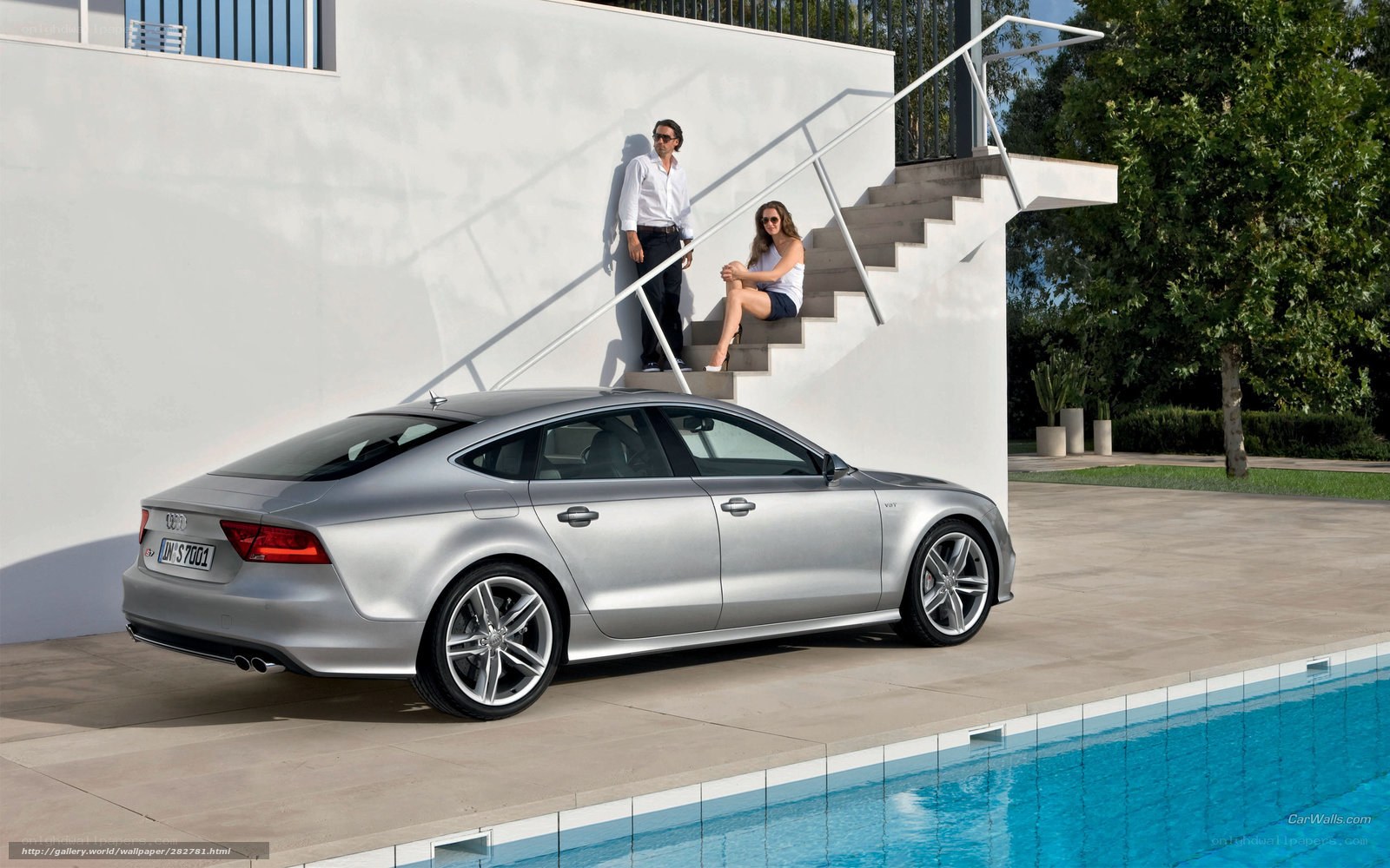 Audi S7 by a pool