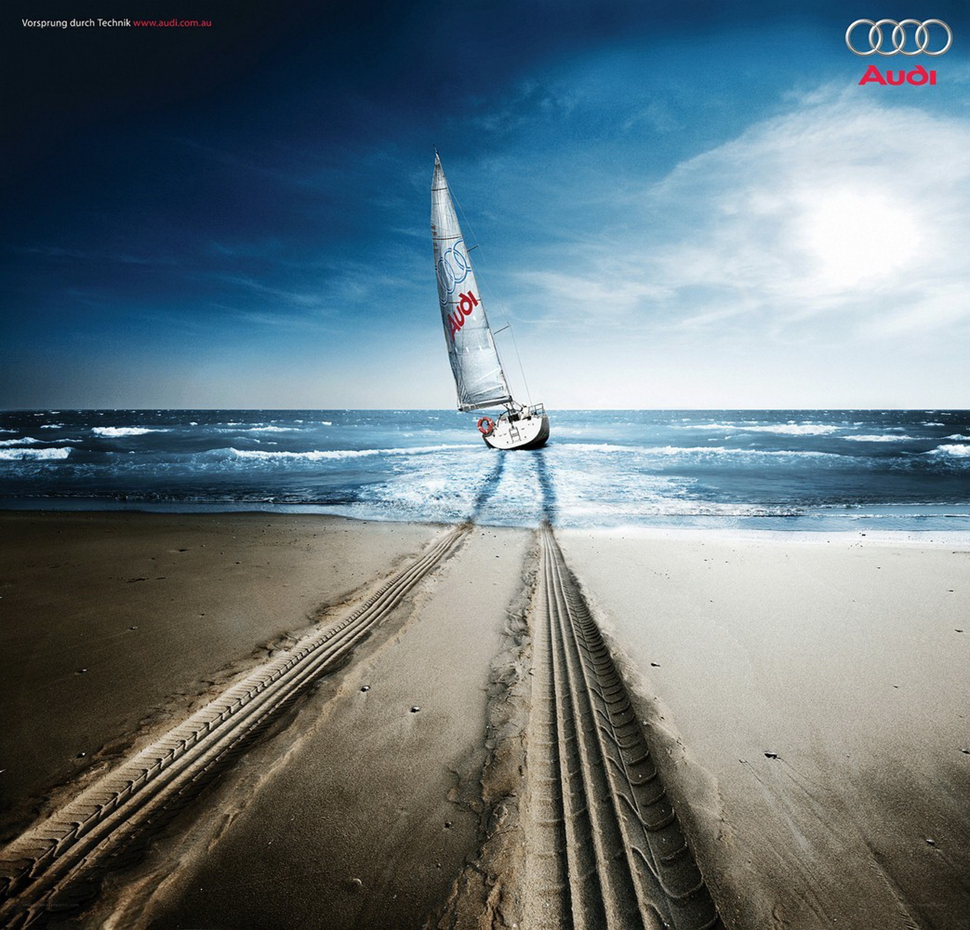 Audi sailboat on beach