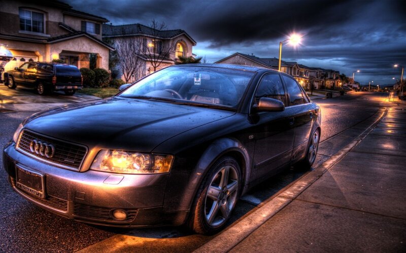 Audi sedan parked on a residential street