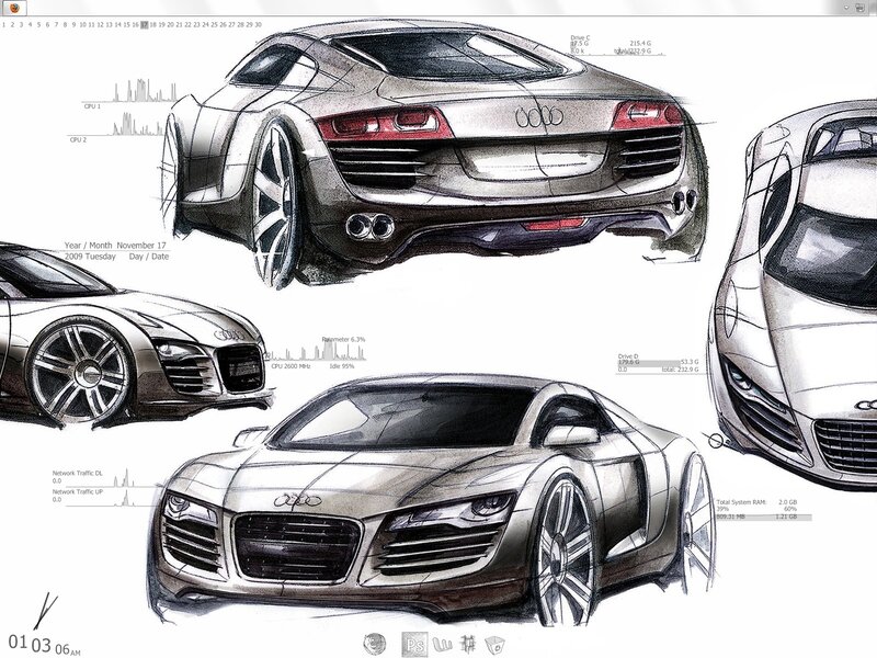 Audi sports car design sketches