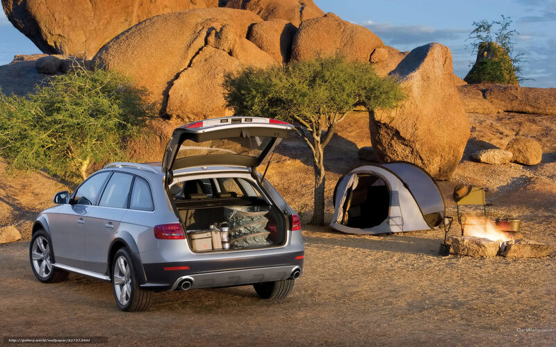 Audi station wagon camping