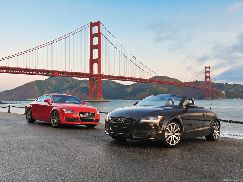 Audi TT cars by Golden Gate Bridge