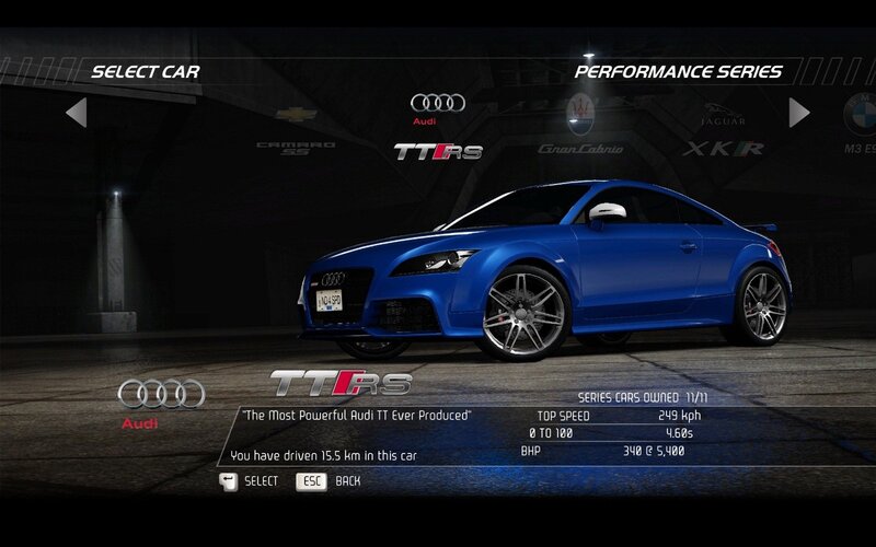 Audi TT RS car selection
