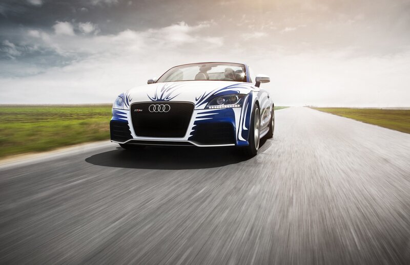 Audi TT RS on a country road