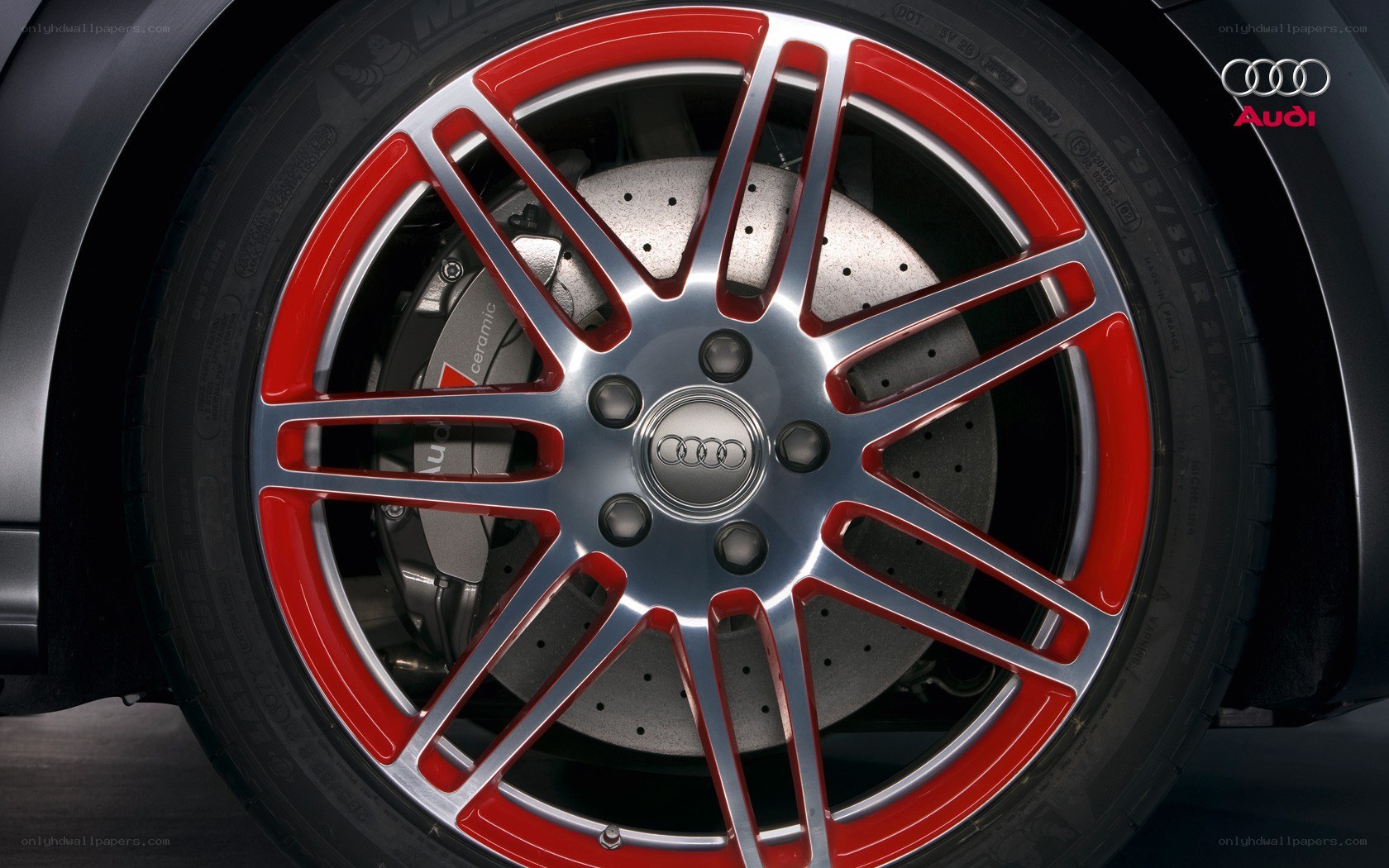 Audi wheel with red accents