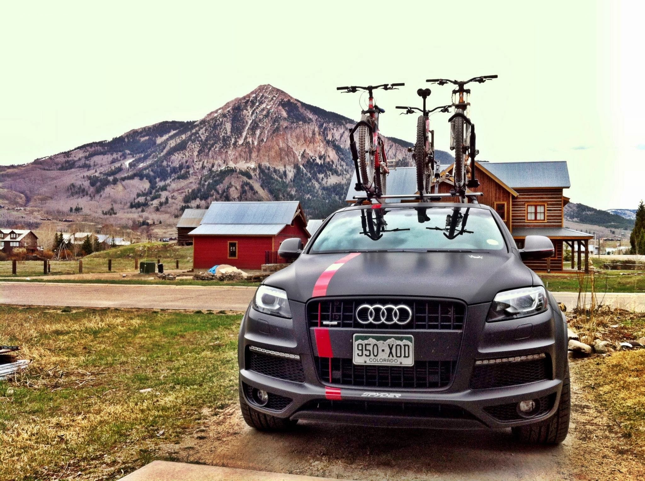 Audi with bikes on roof