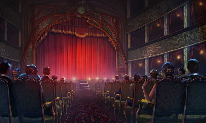 Audience in Theater — Red, Dramatic, Night