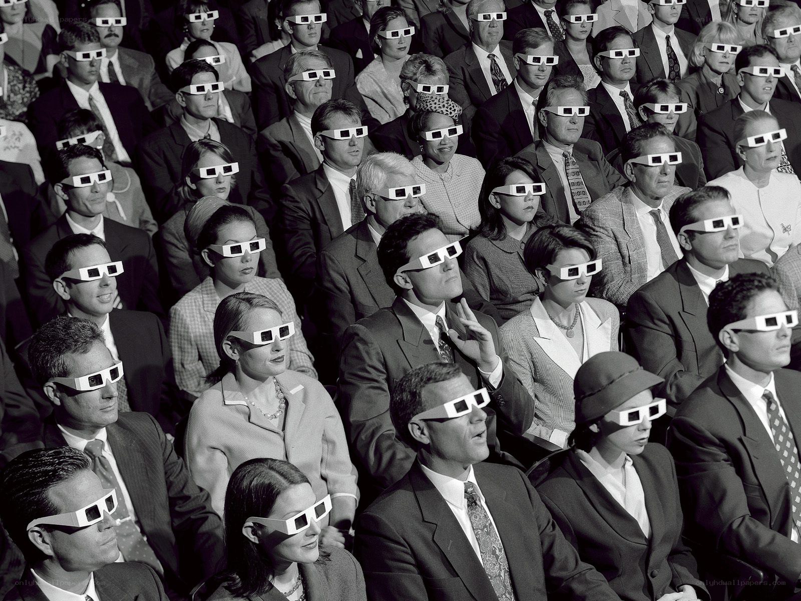 Audience wearing 3D glasses