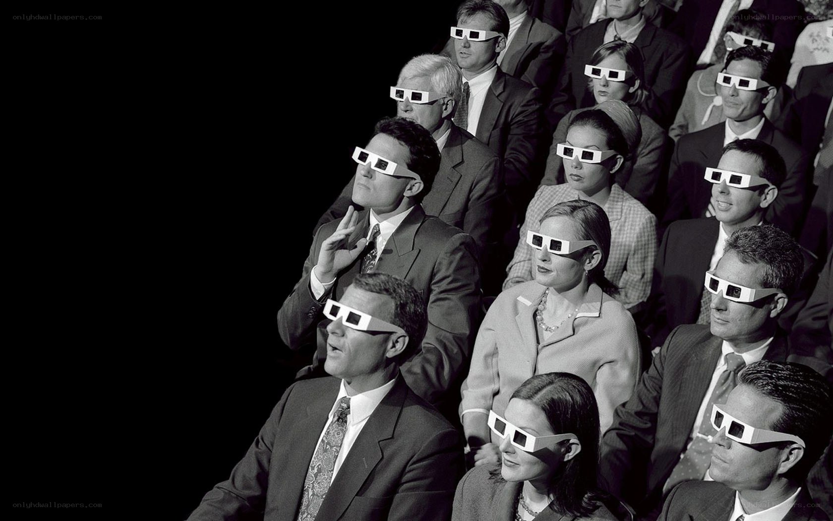 Audience wearing 3D glasses