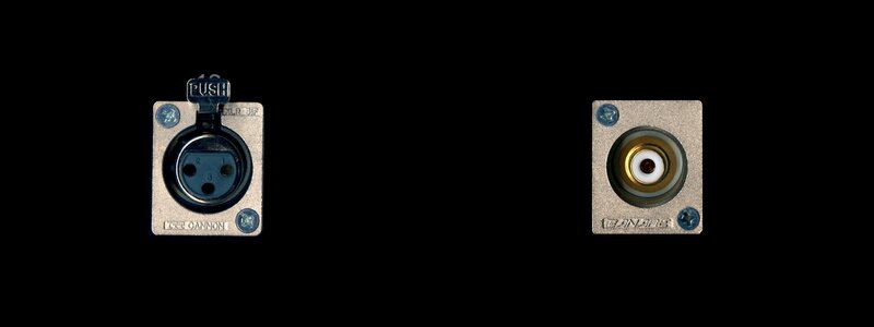 audio connectors on black background