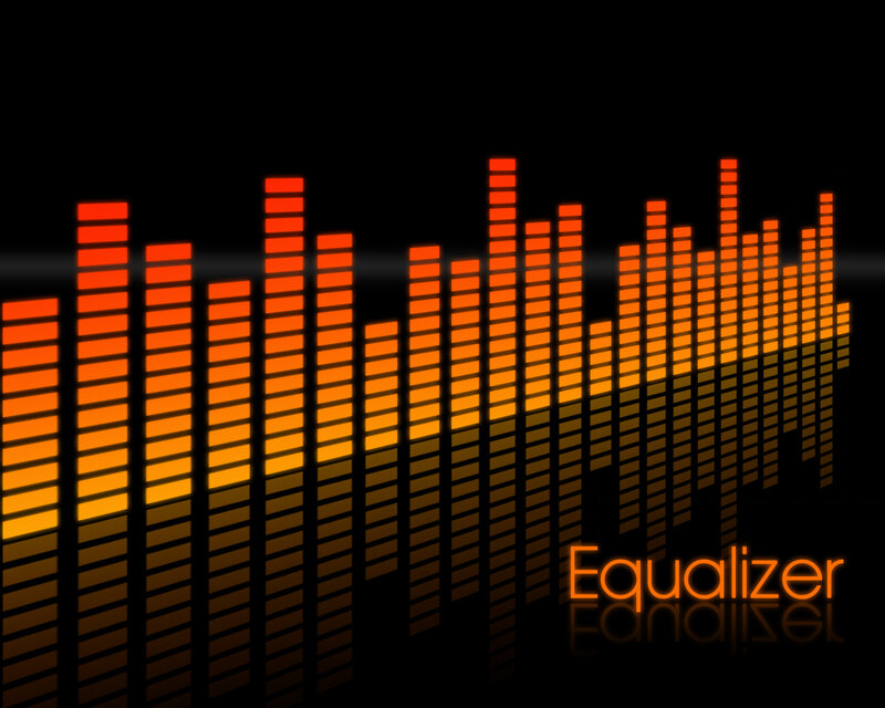 Audio Equalizer Bars — Black, Dynamic, Digital Art, Reflection