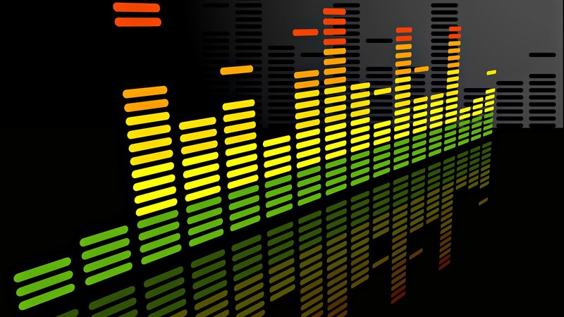 Audio Equalizer Bars — Black, Dynamic, Digital Art