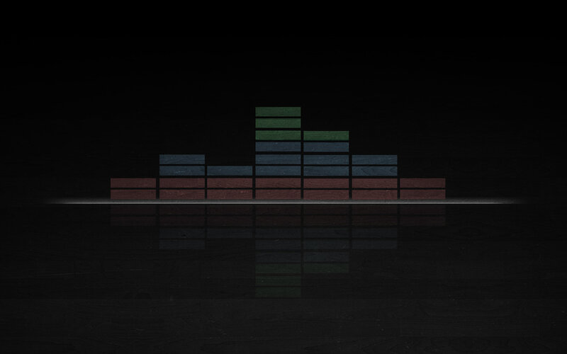 audio equalizer bars on dark background