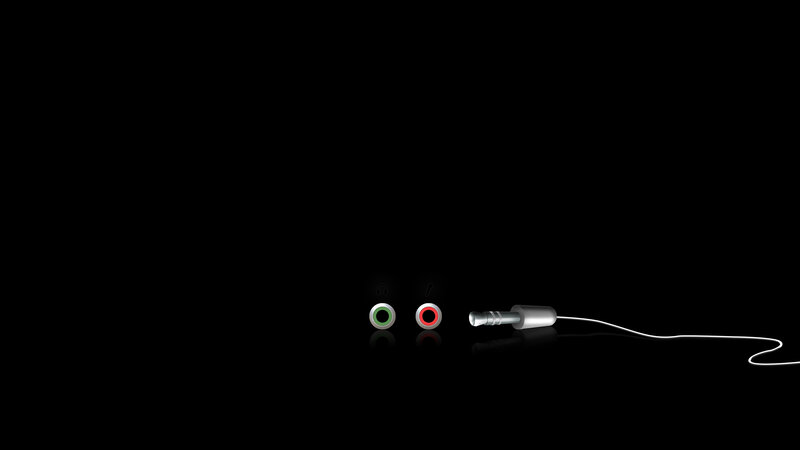 Audio jack and ports on black