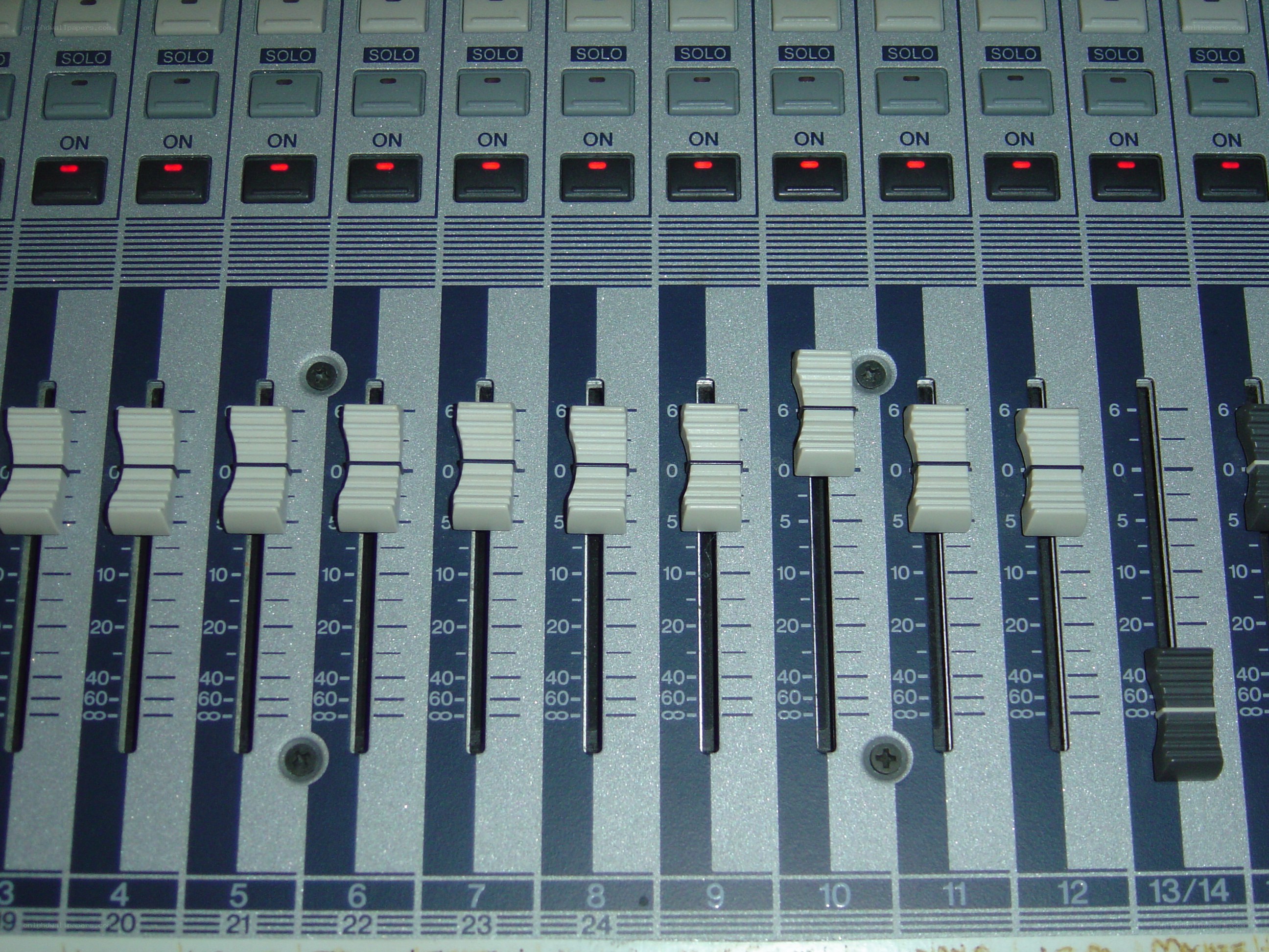 Audio mixer channel faders