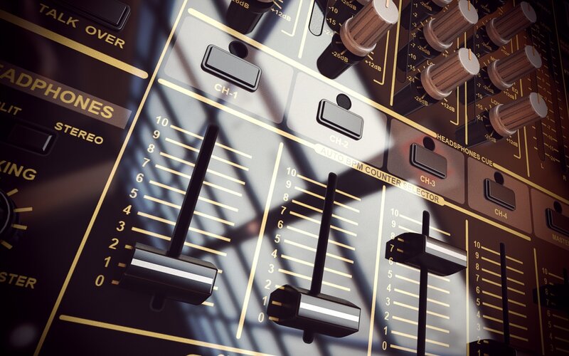 Audio Mixer Panel — Black, Technical, 3d Render