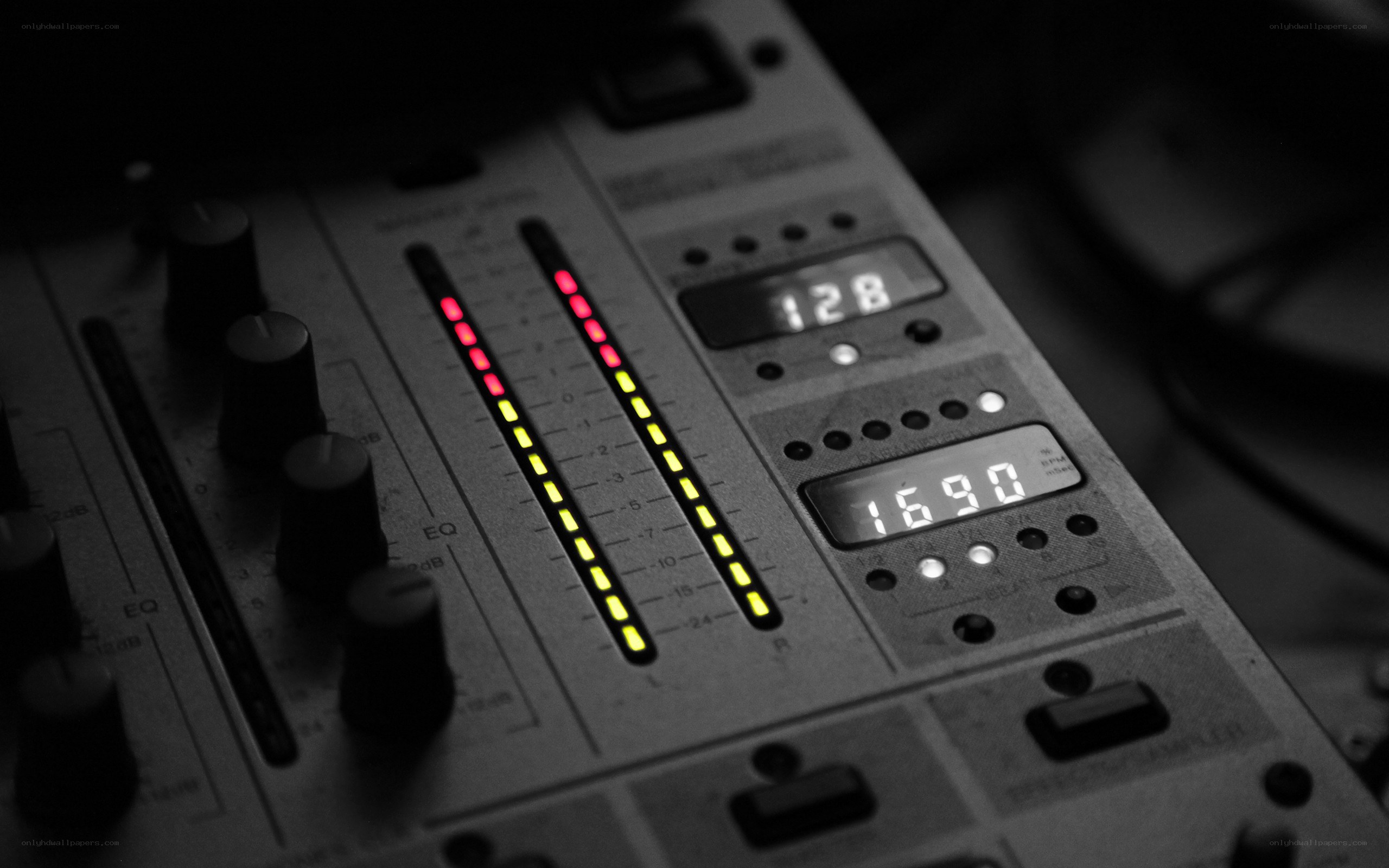 audio mixer with level meters