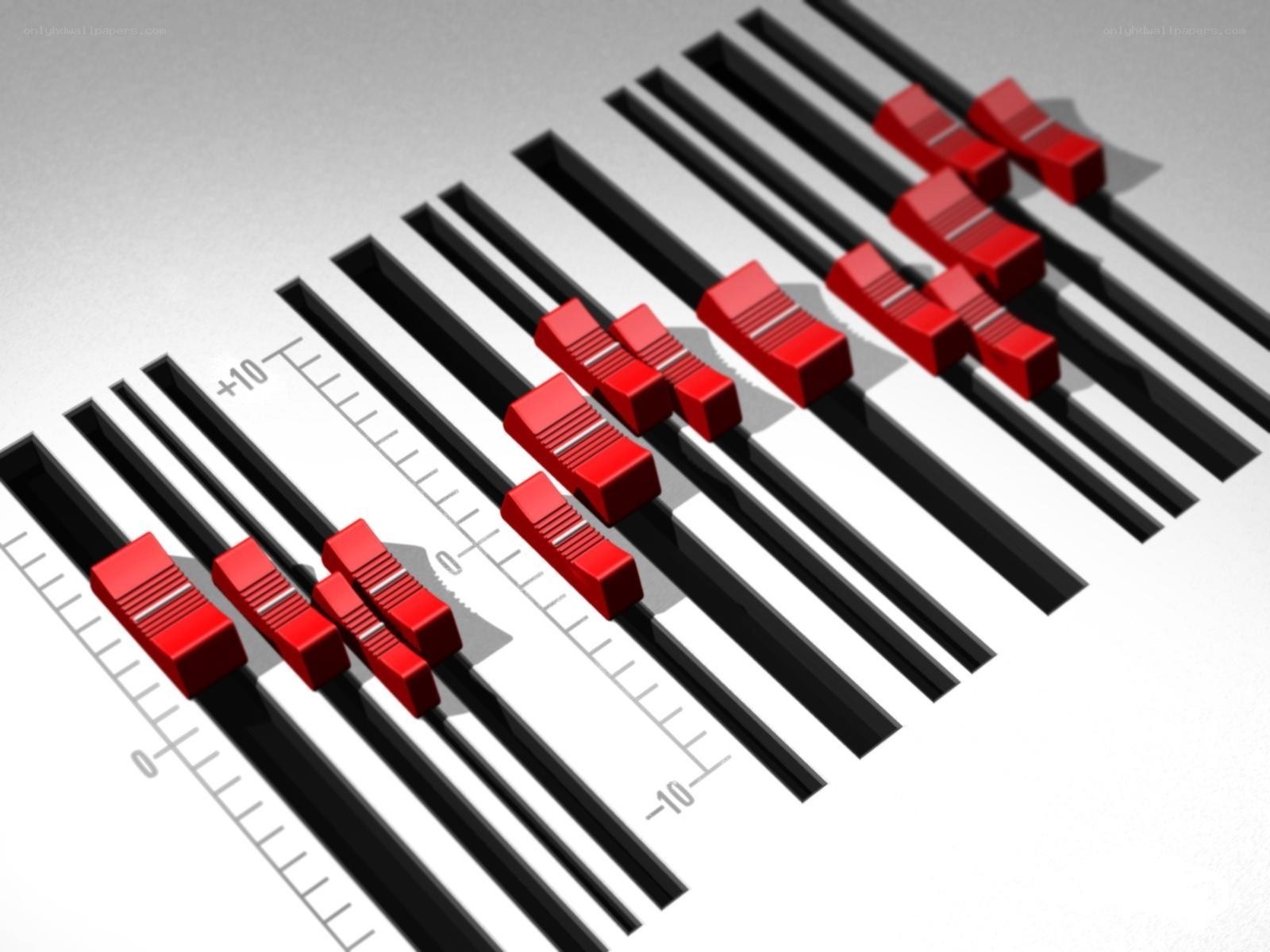 Audio mixer with red faders