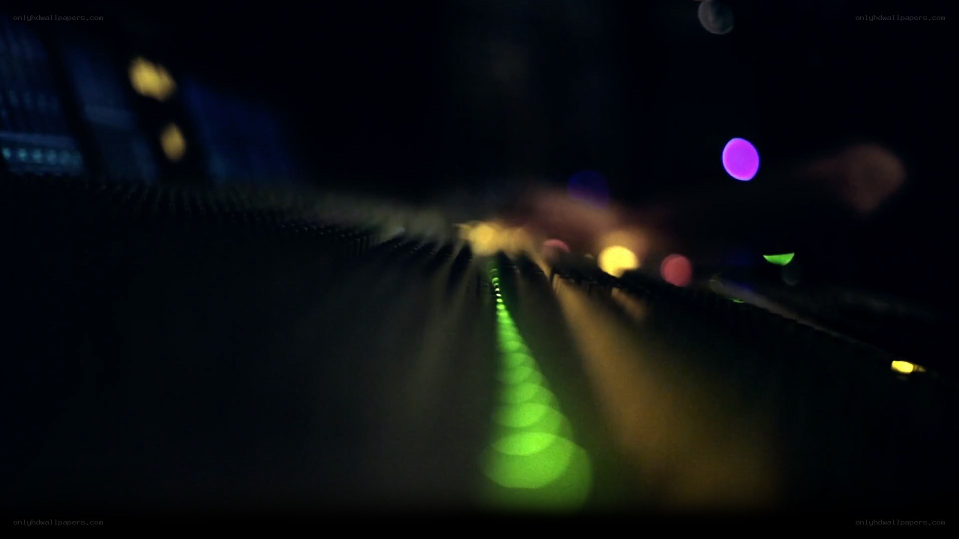 audio mixing console at night