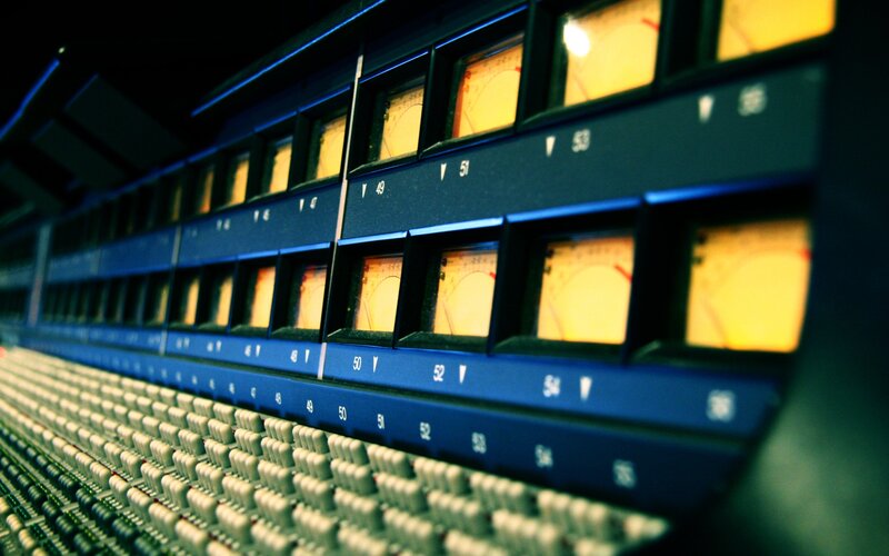 Audio Mixing Console — Blue, Technical, Photograph