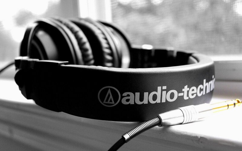 Audio-Technica headphones on windowsill