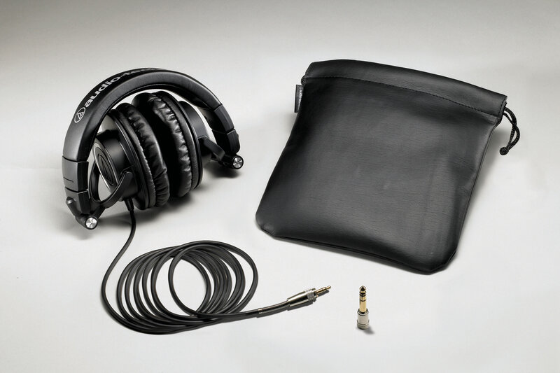 Audio-Technica headphones with accessories