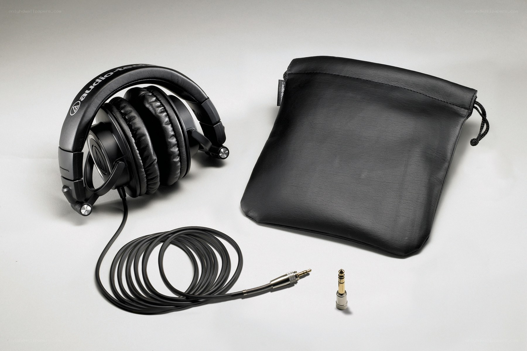 Audio-Technica headphones with accessories