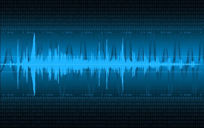 Audio Waveform Display — Blue