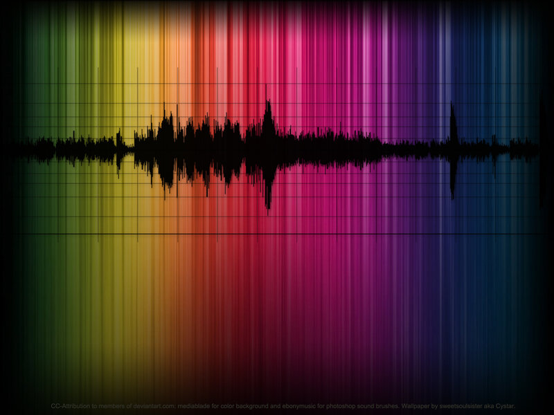 Audio Waveform on Rainbow Background