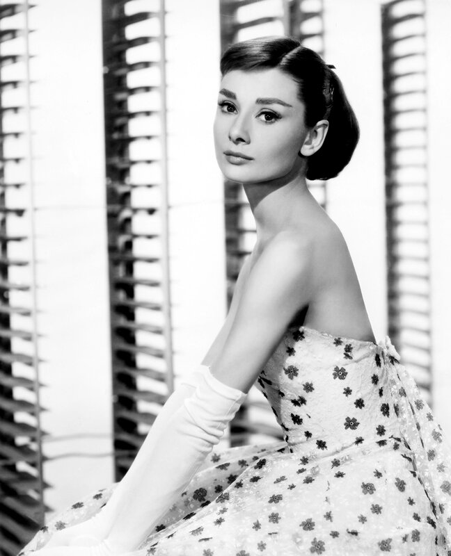 Audrey Hepburn in a floral dress