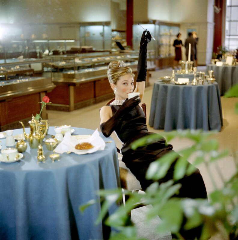 Audrey Hepburn in a jewelry store